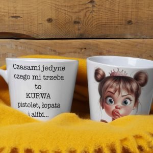 Personalizowany kubek z grafiką „Czasami trzeba mi pistolet"