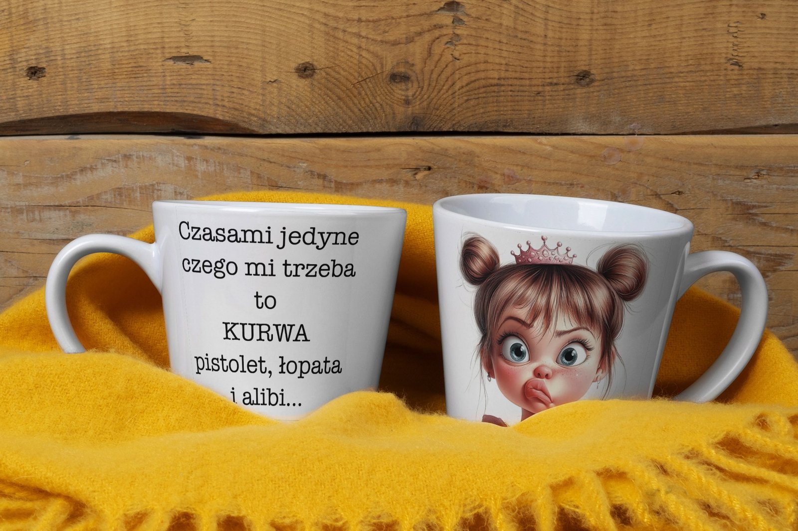 Personalizowany kubek z grafiką „Czasami trzeba mi pistolet"