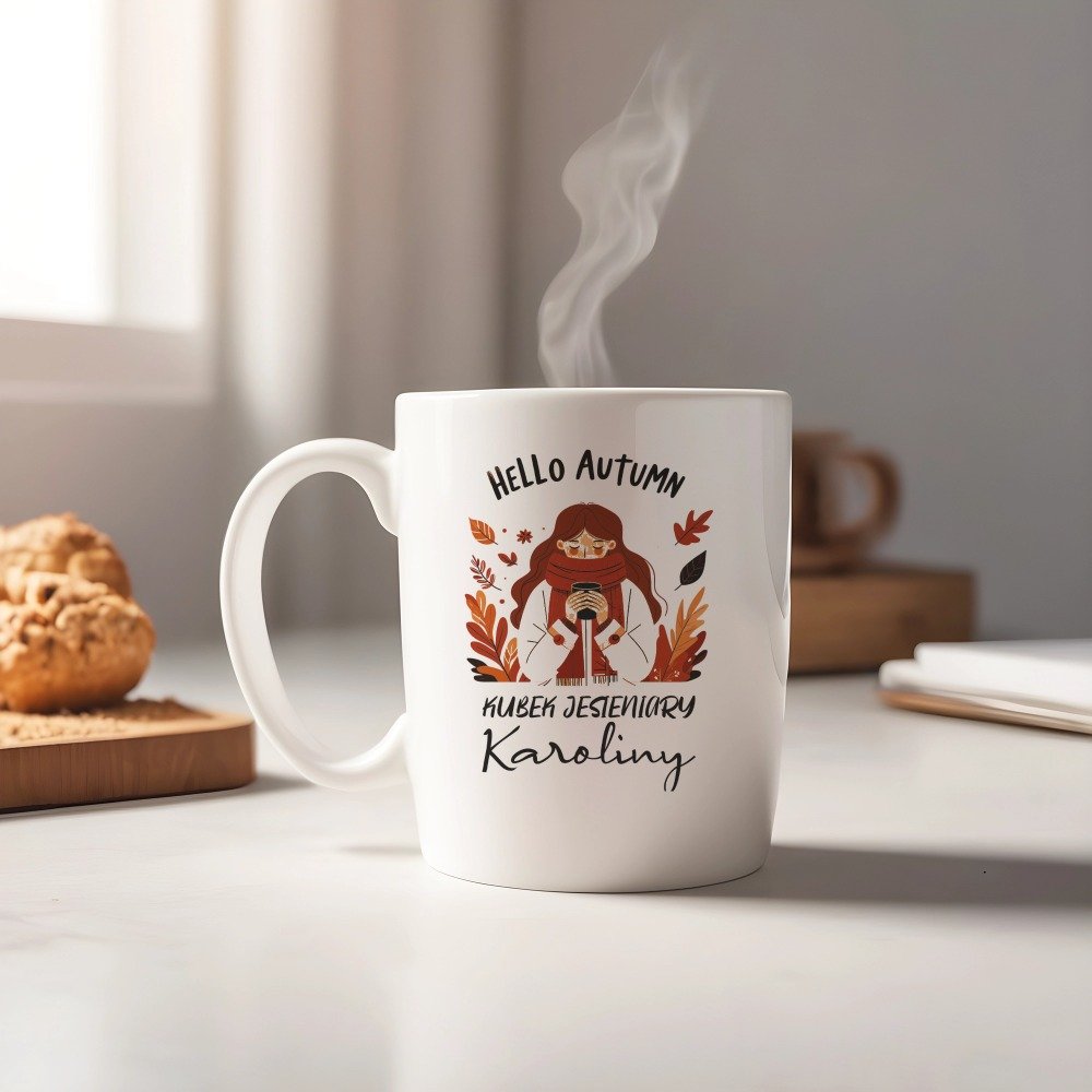 Personalizowany kubek z grafiką „Hello Autum Karoliny"