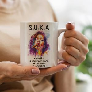 Personalizowany kubek z grafiką „Slodka Utalentowana Kochana Ambitna"