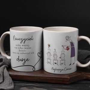 Personalizowany kubek z grafiką „Nauczyciel Najlepsza Ciocia"