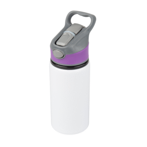 Aluminiowa butla Active 500 ml z kolorowym paskiem i ustnikiem - biało-fioletowy