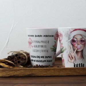 Personalizowany ceramiczny kubek ze świątecznym napisem „Kochany Święty Mikołaju”