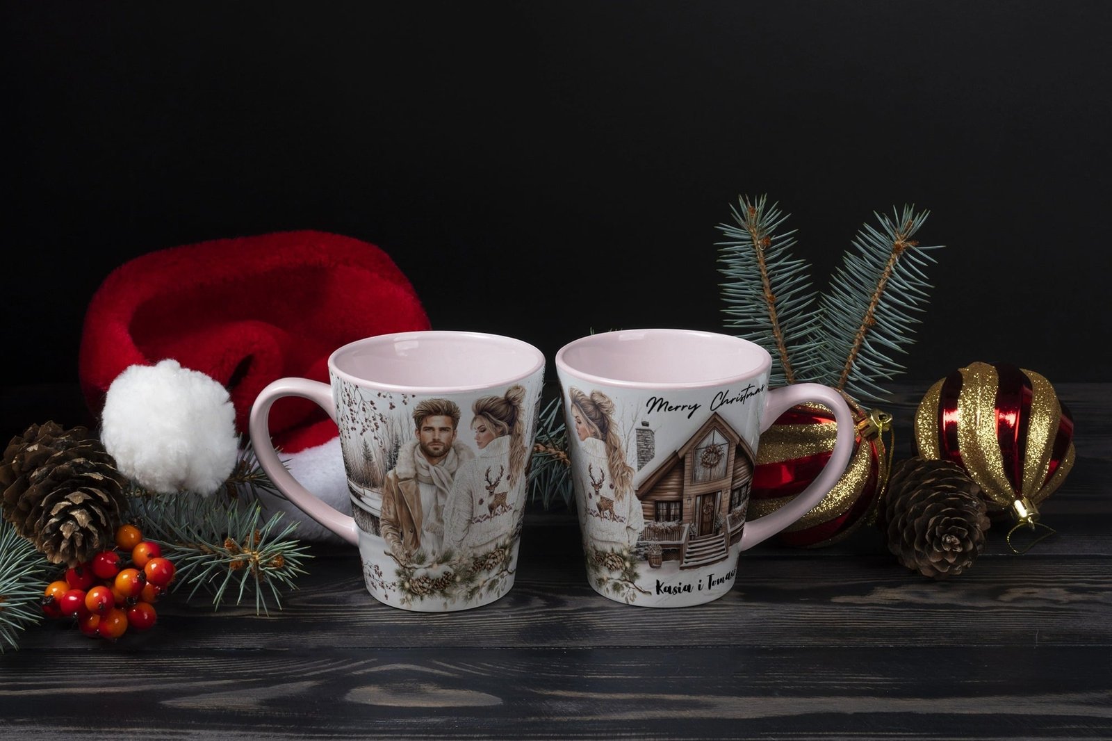 Personalizowany Kubek Kubeczek świąteczny dla Kasi i Tomka