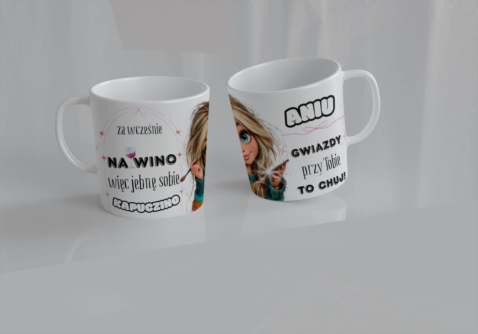 Personalizowany Kubek - Za wcześnie na wino, to jebnę sobie Kapuczino - obrazek 3