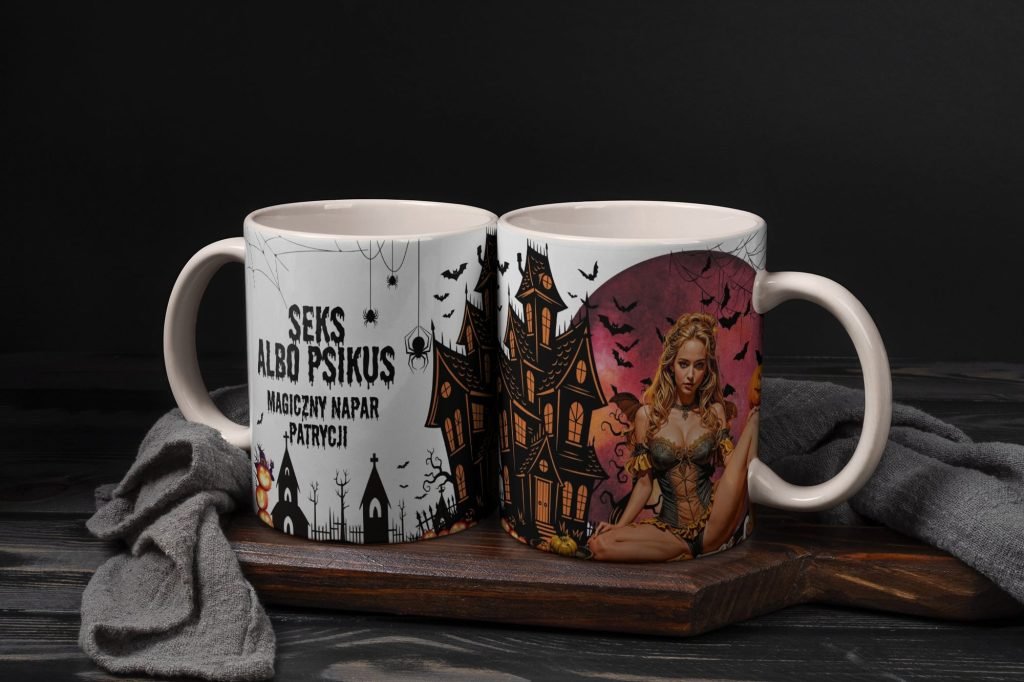 kubek personalizowany na Halloween – dynia i duch