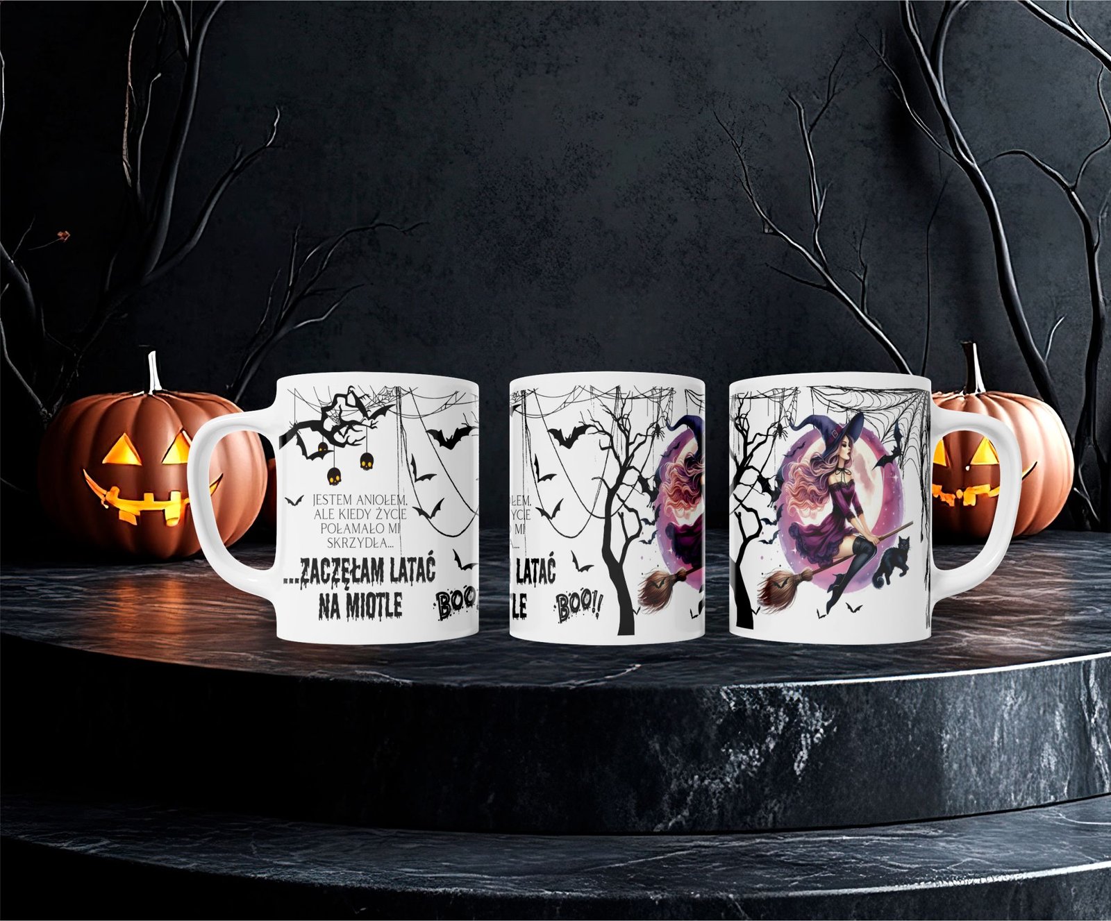 Personalizowany kubek „Zaczelam latac na miote" Hallowen - obrazek 3