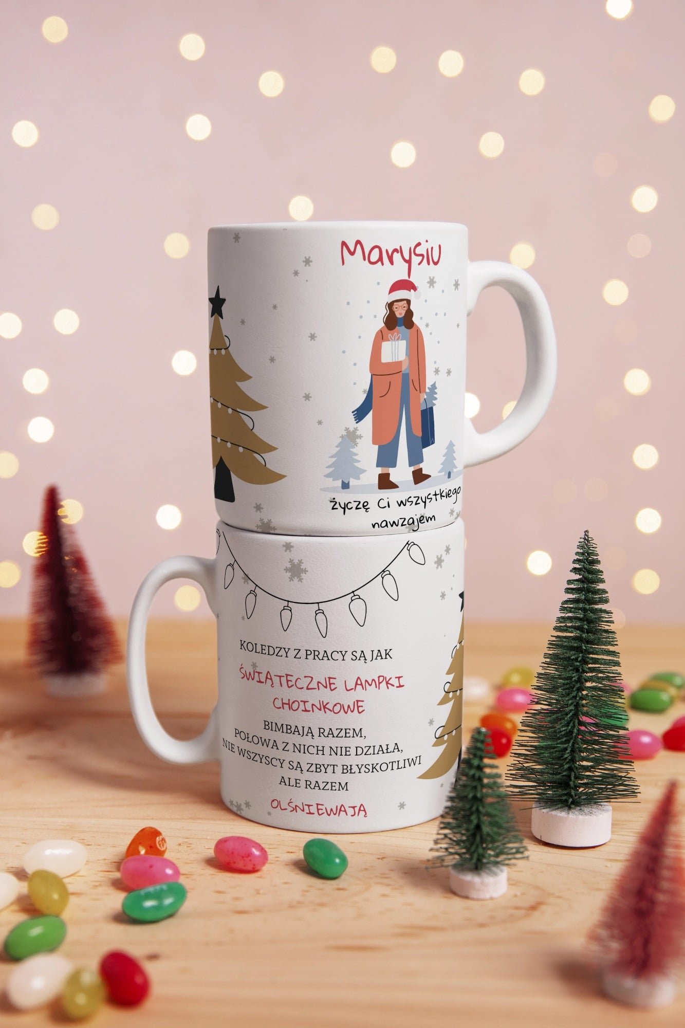 Personalizowany kubek z grafiką „Swiateczne lampki choinkowe"