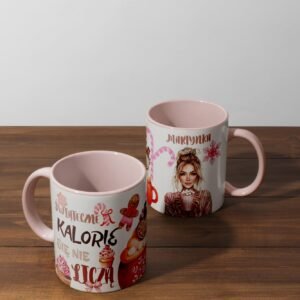 Personalizowany ceramiczny kubek świąteczny z napisem „Świąteczne kalorie się nie liczą”