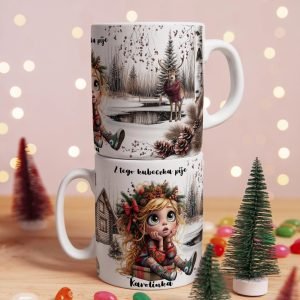 Personalizowany kubek dziecięcy „Z tego kubka pije Karolinka” – kubek z imieniem dla dziewczynki