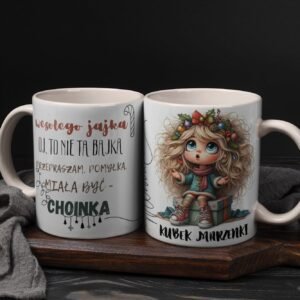 Personalizowany ceramiczny kubek z napisem „Wesołego jajka… oj, to nie ta bajka”
